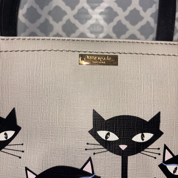 Kate Spade Large Jazz Things Up Cool Cat Kitty Francis Tote Purse Bag NWOT - Picture 4 of 14